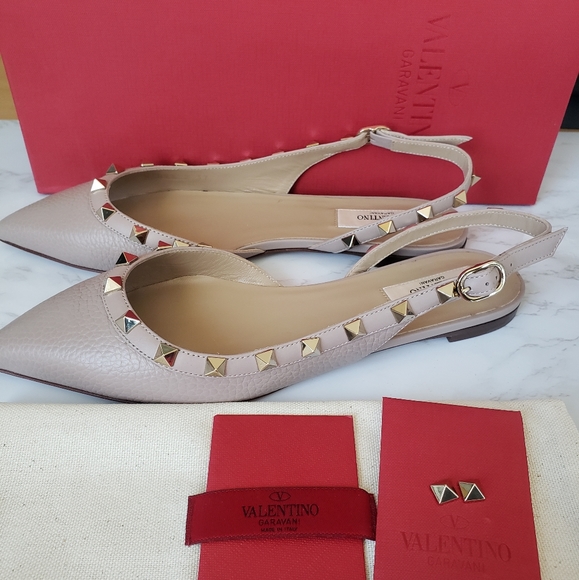 Valentino Garavani Shoes - Valentino Garavani Rockstud Slingback Ballet Flats